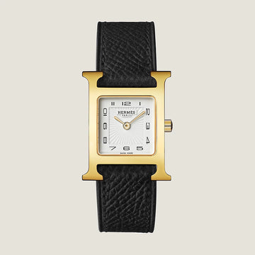 Hermes Stainless Steel Alligator Diamond Bezel Mother of Pearl 21mm Heure H Hour Quartz Watch (Copy)
