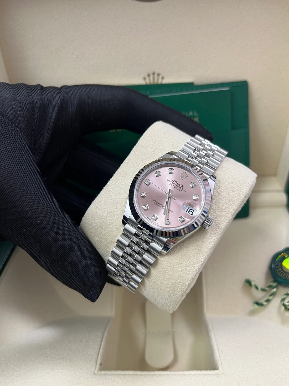 Rolex Datejust 31 Pink Diamond-set Dial with Jubilee Bracelet & Fluted Bezel
