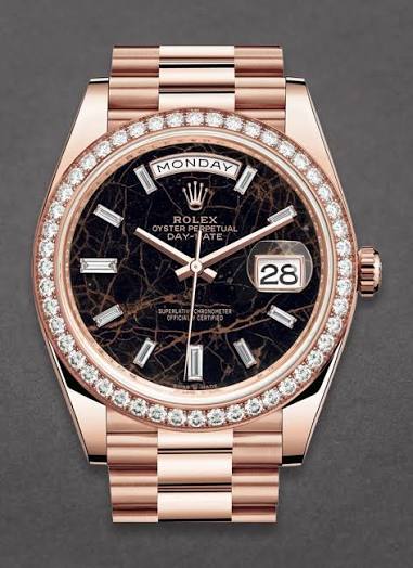 Rolex Day-Date M228345Rbr-0016 Eidp 40Mm Rose Gold Eisenkiesel Diamond Dial & Diamond Bezel Men’S Watch