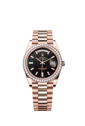 Rolex Day-Date M228345Rbr-0016 Eidp 40Mm Rose Gold Eisenkiesel Diamond Dial & Diamond Bezel Men’S Watch