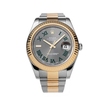 Rolex Datejust TT Stainless Steel & Yellow Gold 41mm Grey Roman Dial Watch Reference#: 116333