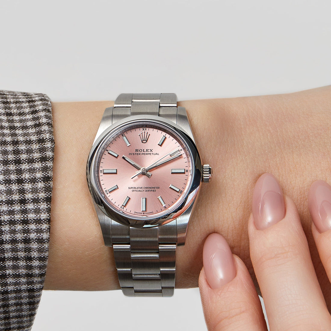 Rolex Oyster Perpetual 28 Automatic Pink 28 dial with Steel case ref. 276200-0004